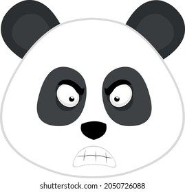 Vector illustration of the face of a cartoon panda bear, with an angry expression