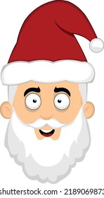 Vector illustration of the face of a cartoon santa claus with a happy expression