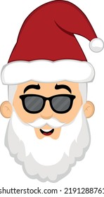 Vektorgrafik des Gesichts eines Cartoon-Santa-Clauses mit Sonnenbrille