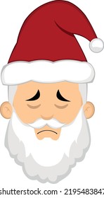 Vektorgrafik des Gesichts eines Weihnachtsmannes mit trauriger und beklagenswerter Ausdrucksweise