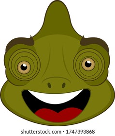 Vector illustration of the face of a chameleon cartoon