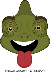 Vector illustration of the face of a chameleon cartoon