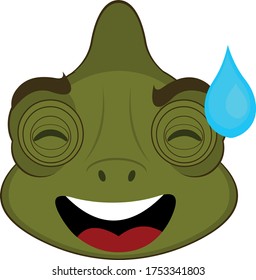 Vector illustration of the face of a chameleon cartoon