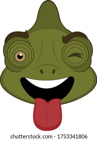 Vector illustration of the face of a chameleon cartoon