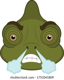 Vector illustration of the face of a chameleon cartoon