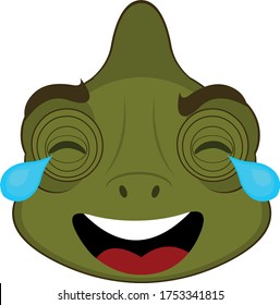 Vector illustration of the face of a chameleon cartoon