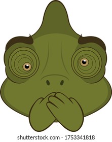 Vector illustration of the face of a chameleon cartoon