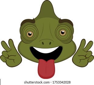 Vector illustration of the face of a chameleon cartoon