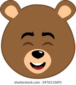vector illustration face character brown bear grizzly cartoon, with a cheerful and smiling expression