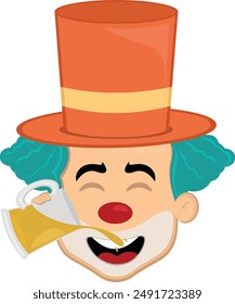 vector illustration face character clown cartoon, drinking glass beer