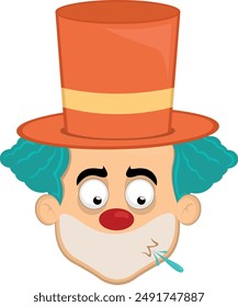 vector illustration face character clown cartoon, spitting saliva