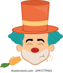 vector illustration face character clown cartoon eating carrot vegetable food