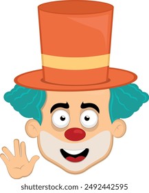 vector illustration face character clown cartoon, with a happy expression and doing vulcan salute with his hand