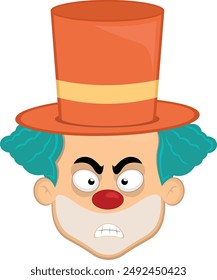 vector illustration face character clown cartoon, with an angry expression