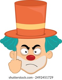 vector illustration face character clown cartoon, with his hand making a fuck you gesture