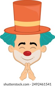 vector illustration face character clown cartoon, with his hands in a praying position