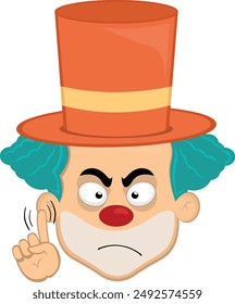 vector illustration face character clown cartoon, saying no with a hand gesture