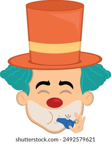 vector illustration face character clown cartoon, with his mouth blowing a whistle