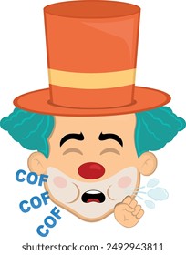 vector illustration face character clown cartoon coughing air with a COF COF text