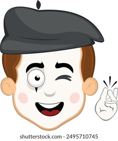 vector illustration face character of street artist mime cartoon snapping your fingers hand and wink eye