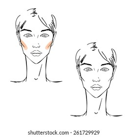 Vector illustration of Face chart Makeup