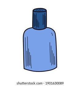Vector illustration of face cleanser or lotion. Beauty accessories and skin care products. Face and body care concept. Outline or doodle drawing