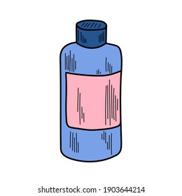 Vector illustration of face cleanser or lotion. Beauty accessories and skin care products. Face and body care concept. Outline or doodle drawing