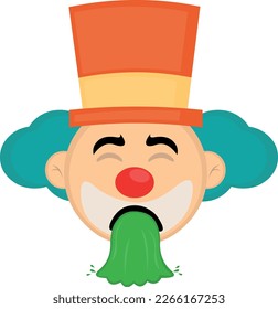 ilustración vectorial cara payasadas dibujos animados vómitos