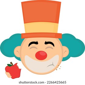 vector illustration face clown cartoon eating an apple