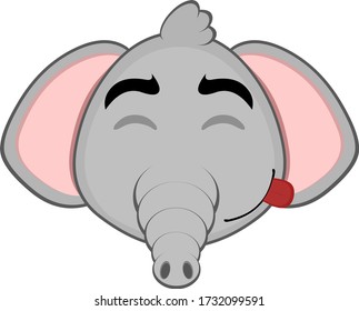 Ilustración vectorial de la cara de una tira cómica de un elefante lindo