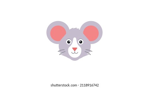 Ilustración vectorial de la cara de una tierna caricatura del ratón