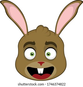 Vector illustration of the face of a cute rabbit cartoon