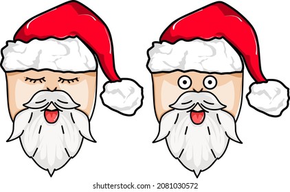 Vector Illustration of Face Cute Santa Claus, Very Suitable For Masks, Shirt Design, And Celebration Decoration