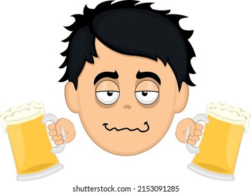 Vector Illustration Face Drunk Cartoon Man Stock Vector (Royalty Free ...