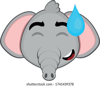 Vector illustration of the face of an elephant cartoon