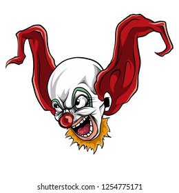 vector illustration of face evil killer clown