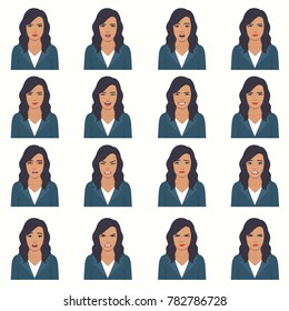  vector illustration of a face expressions, set of a different face expression, cartoon character, avatar 