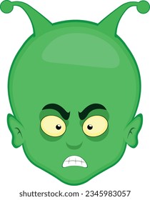 vector illustration face extraterrestrial alien cartoon, with an angry expression