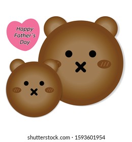 Vector illustration of face father bear and son with a message Happy Father's Day.
