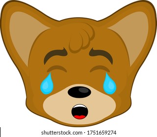 Vector illustration of the face of a fox cartoon sad and crying