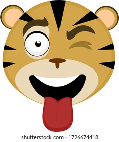 Vector illustration of the face of a friendly and cheerful tiger cartoon
