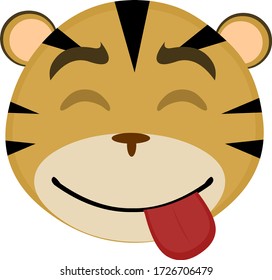 Vector illustration of the face of a friendly and cheerful tiger cartoon