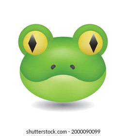 Vector illustration of the face of a frog cartoon. Frog head emoji isolated on white background. Frog Face Vector Flat Icon.
