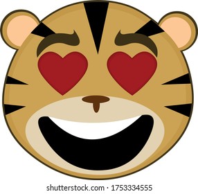 Vektorgrafik des Gesichts eines lustigen Tigercartoons