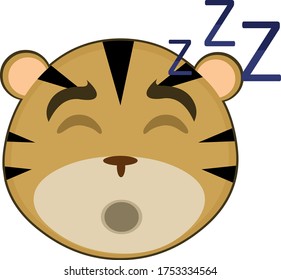 Vector illustration of the face of a funny tiger cartoon