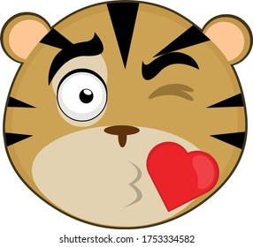 Vector illustration of the face of a funny tiger cartoon