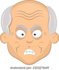 vector illustration face grandfather or old man cartoon with an angry expression