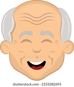 vector illustration face grandfather or old man cartoon with a cheerful expression