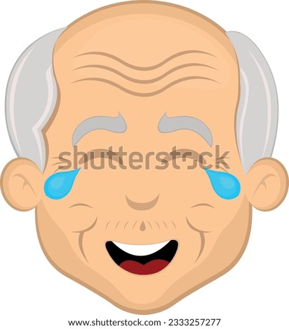 vector illustration face grandfather or old man cartoon, with tears of joy and laughter