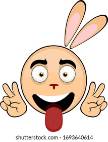 Vector illustration of the face of a happy rabbit